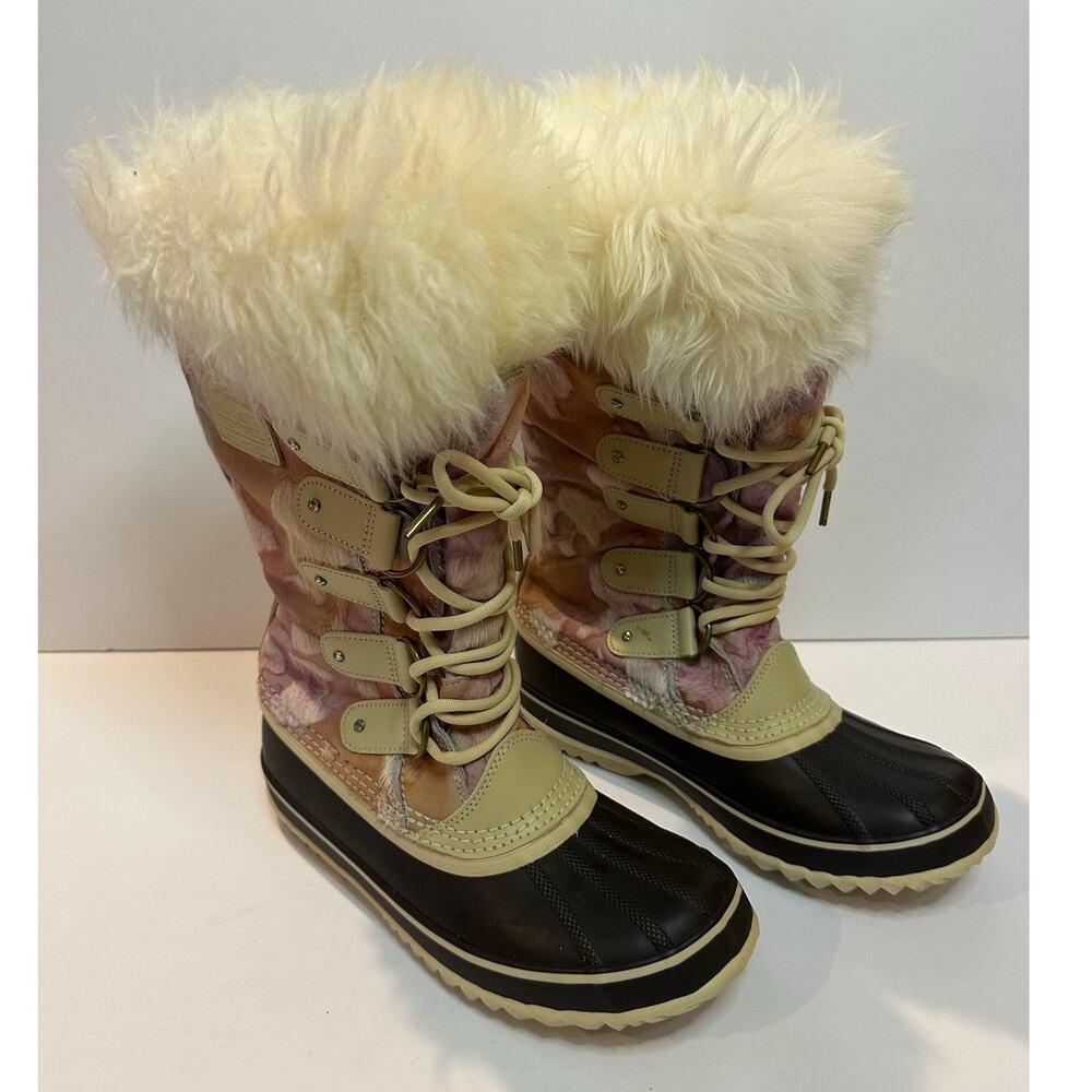SOREL Joan of Arctic Reserve Champs Cow Print Waterproof Winter Boots Women's 9